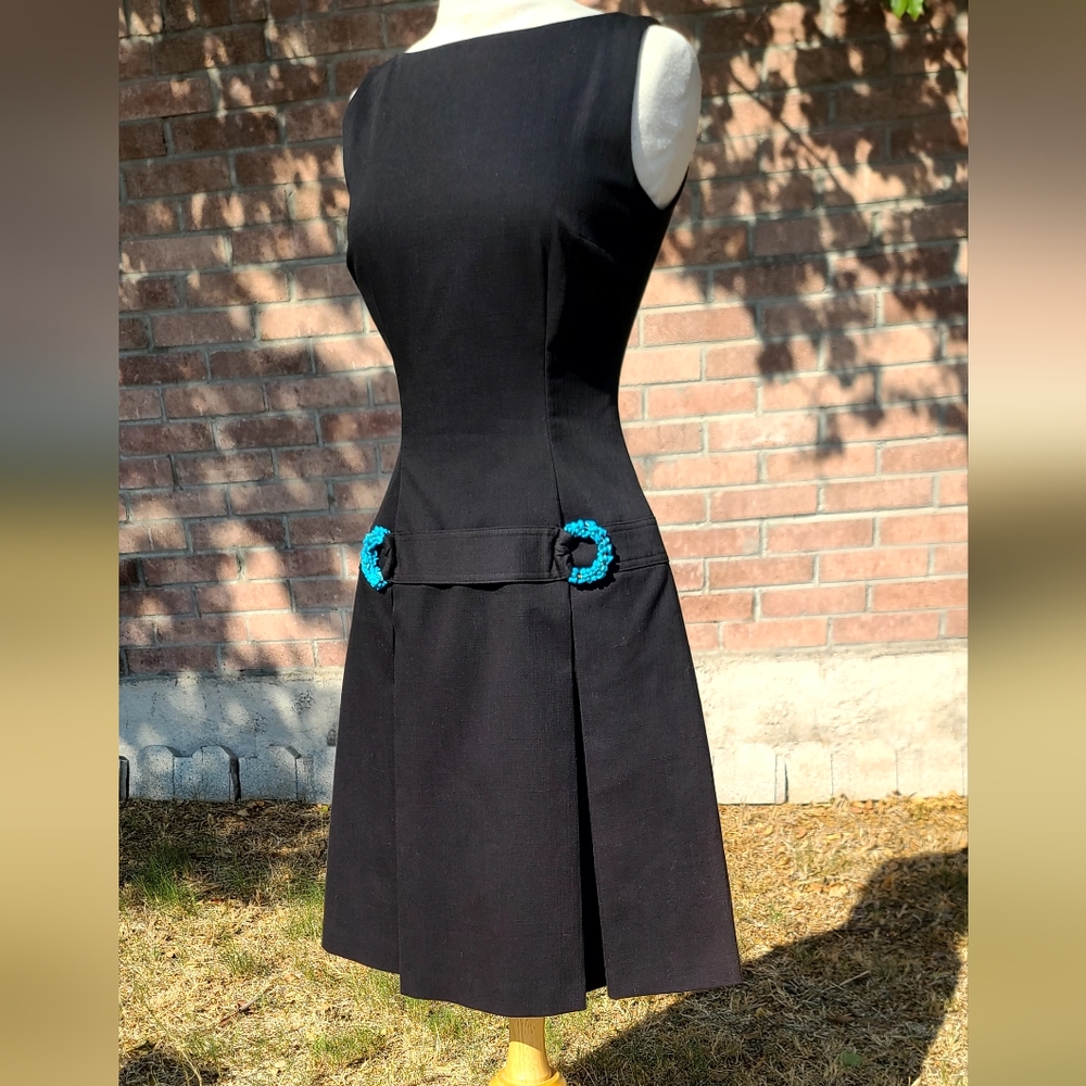 David Meister black pleated dress - Picture 1 of 7